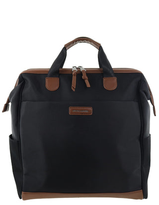 Backpack Black / Nylon/Vegan Leather PC 4106 BLACK Pierre Cardin Euro Backpack Carry On in Black