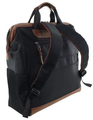 Backpack Black / Nylon/Vegan Leather PC 4106 BLACK Pierre Cardin Euro Backpack Carry On in Black