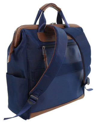 Backpack Navy / Nylon/Vegan Leather PC 4106 NAVY Pierre Cardin Euro Backpack Carry On in Navy