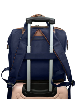 Backpack Navy / Nylon/Vegan Leather PC 4106 NAVY Pierre Cardin Euro Backpack Carry On in Navy