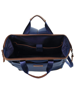 Backpack Navy / Nylon/Vegan Leather PC 4106 NAVY Pierre Cardin Euro Backpack Carry On in Navy