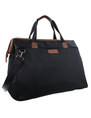 Overnight Bag Black / Nylon/Vegan Leather PC 4108 BLACK Pierre Cardin Euro Overnighter Carry On in Black