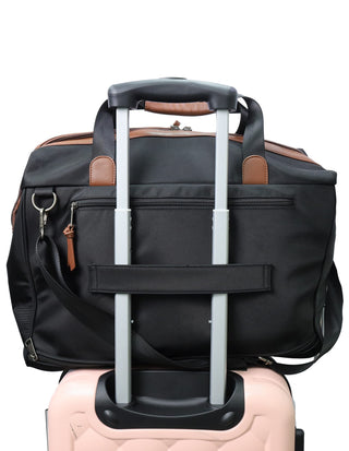 Overnight Bag Black / Nylon/Vegan Leather PC 4108 BLACK Pierre Cardin Euro Overnighter Carry On in Black