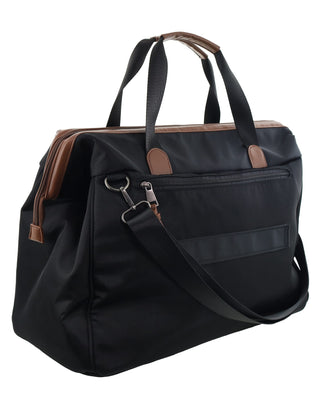 Overnight Bag Black / Nylon/Vegan Leather PC 4108 BLACK Pierre Cardin Euro Overnighter Carry On in Black
