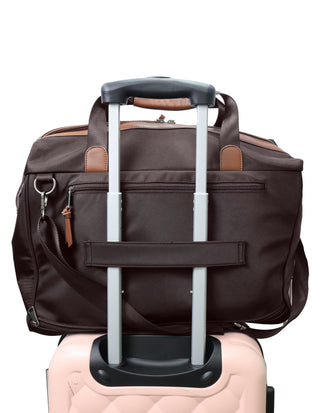 Overnight Bag Chocolate / Nylon/Vegan Leather PC 4108 CHO Pierre Cardin Euro Overnighter Carry On in Chocolate