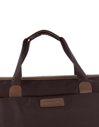 Overnight Bag Chocolate / Nylon/Vegan Leather PC 4108 CHO Pierre Cardin Euro Overnighter Carry On in Chocolate