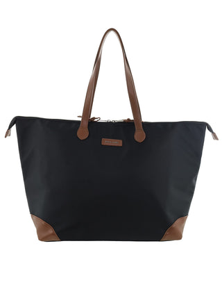 Tote Bag Black / Nylon/Vegan Leather PC 4109 BLK Pierre Cardin Euro Tote in Black