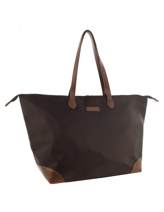Tote Bag Chocolate / Nylon/Vegan Leather PC 4109 CHOC Pierre Cardin Euro Tote in Chocolate