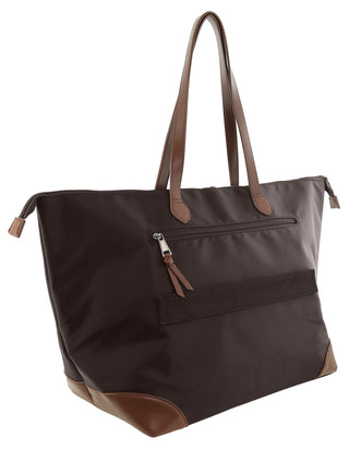 Tote Bag Chocolate / Nylon/Vegan Leather PC 4109 CHOC Pierre Cardin Euro Tote in Chocolate