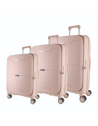 Hard Shell Luggage Blush / Hard Luggage PC 3939 BLSH Pierre Cardin Front Opening Hard-Shell 3-Piece Luggage Set in Blush