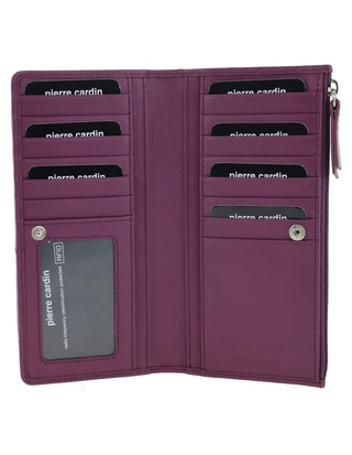 Bi-Fold Wallet Berry / Leather PC 9130 BERR Pierre Cardin Genuine Ladies Leather Bi-Fold Wallet in Berry