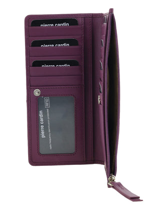 Bi-Fold Wallet Berry / Leather PC 9130 BERR Pierre Cardin Genuine Ladies Leather Bi-Fold Wallet in Berry