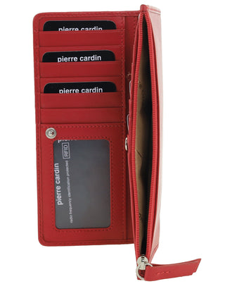 Leather Wallet Red / Leather PC 9130 RED Pierre Cardin Genuine Ladies Leather Bi-Fold Wallet in Red