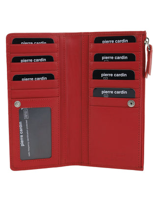 Leather Wallet Red / Leather PC 9130 RED Pierre Cardin Genuine Ladies Leather Bi-Fold Wallet in Red