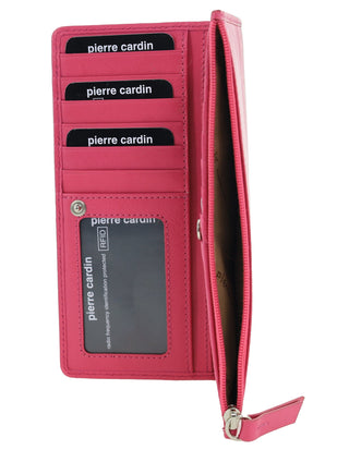 Leather Wallet Rose / Leather PC 9130 ROSE Pierre Cardin Genuine Ladies Leather Bi-Fold Wallet in Rose