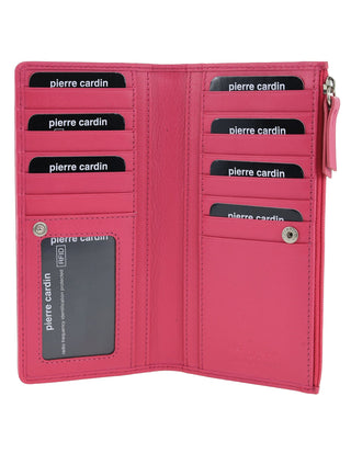 Leather Wallet Rose / Leather PC 9130 ROSE Pierre Cardin Genuine Ladies Leather Bi-Fold Wallet in Rose