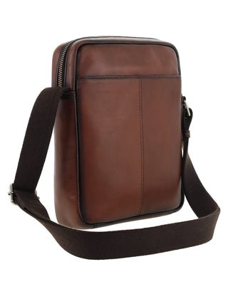 Crossbody Bag Brandy / Leather PC 4139 BRANDY Pierre Cardin Genuine Leather Shoulder Cross-body Bag with Front Zip Pocket in Brandy