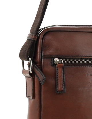 Crossbody Bag Brandy / Leather PC 4139 BRANDY Pierre Cardin Genuine Leather Shoulder Cross-body Bag with Front Zip Pocket in Brandy
