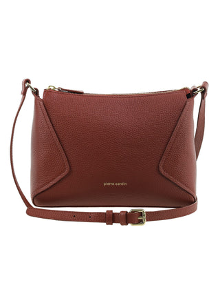 Crossbody Bag Terra / Leather PC 4145 TERRA Pierre Cardin Genuine Leather Soft Pebbled Crossbody Bag in Terra