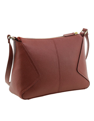 Crossbody Bag Terra / Leather PC 4145 TERRA Pierre Cardin Genuine Leather Soft Pebbled Crossbody Bag in Terra