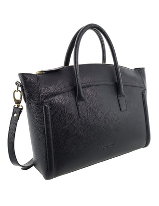 Mini Tote/Crossbody Bag Black / Leather PC 4143 BLACK Pierre Cardin Genuine Leather Square Tote Crossbody Bag in Black