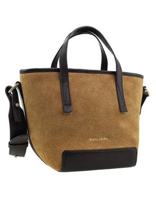 Shoulder/Tote Bag Camel / Suede Leather Finish PC 4135 CAMEL Pierre Cardin Genuine Suede Leather Bag in Camel