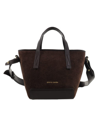 Shoulder/Tote Bag Chocolate / Suede Leather Finish PC 4135 CHOCO Pierre Cardin Genuine Suede Leather Bag in Chocolate