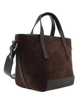 Shoulder/Tote Bag Chocolate / Suede Leather Finish PC 4135 CHOCO Pierre Cardin Genuine Suede Leather Bag in Chocolate