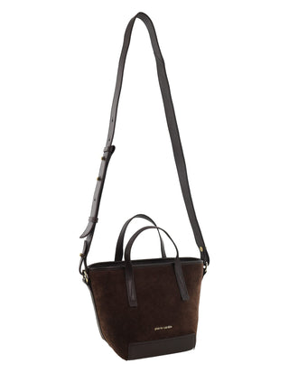 Shoulder/Tote Bag Chocolate / Suede Leather Finish PC 4135 CHOCO Pierre Cardin Genuine Suede Leather Bag in Chocolate