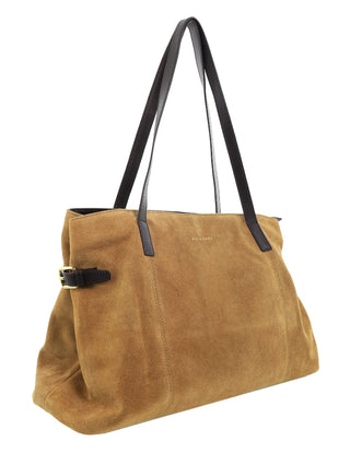 Shoulder/Tote Bag Camel / Suede Leather Finish PC 4136 CAMEL Pierre Cardin Genuine Suede Leather Shoulder Bag in Camel