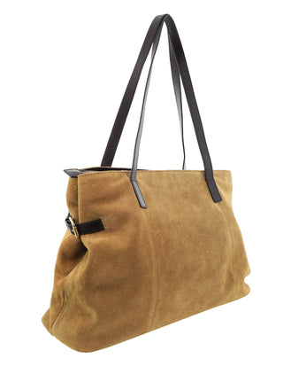 Shoulder/Tote Bag Camel / Suede Leather Finish PC 4136 CAMEL Pierre Cardin Genuine Suede Leather Shoulder Bag in Camel