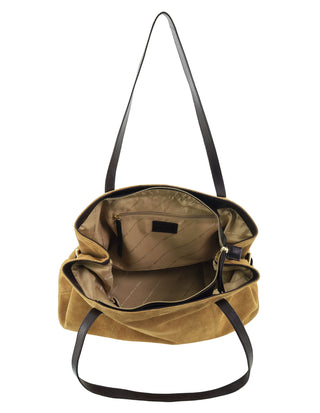 Shoulder/Tote Bag Camel / Suede Leather Finish PC 4136 CAMEL Pierre Cardin Genuine Suede Leather Shoulder Bag in Camel