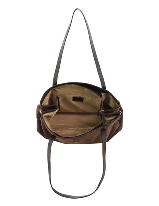 Shoulder/Tote Bag Chocolate / Suede Leather Finish PC 4136 CHOCO Pierre Cardin Genuine Suede Leather Shoulder Bag in Chocolate