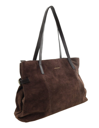 Shoulder/Tote Bag Chocolate / Suede Leather Finish PC 4136 CHOCO Pierre Cardin Genuine Suede Leather Shoulder Bag in Chocolate