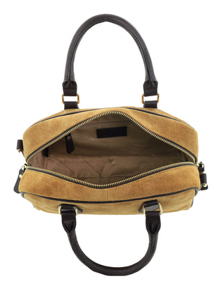 Mini Tote/Crossbody Bag Camel / Suede Leather Finish PC 4147 CAMEL Pierre Cardin Genuine Suede Leather Tote Crossbody Bag in Camel