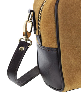 Mini Tote/Crossbody Bag Camel / Suede Leather Finish PC 4147 CAMEL Pierre Cardin Genuine Suede Leather Tote Crossbody Bag in Camel