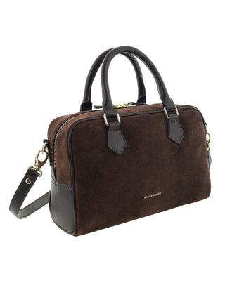 Mini Tote/Crossbody Bag Chocolate / Suede Leather Finish PC 4147 CHOCO Pierre Cardin Genuine Suede Leather Tote Crossbody Bag in Chocolate