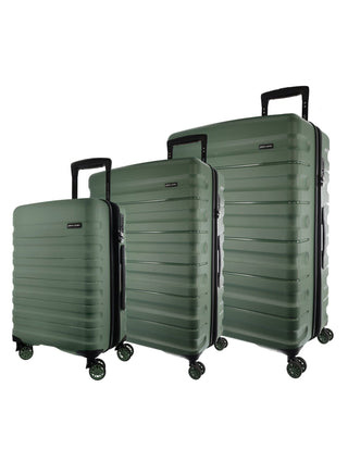 Hard Shell Luggage Moss / Hard Luggage PC 3941 MOSS Pierre Cardin Hard-shell 3-Piece Luggage Set in Moss