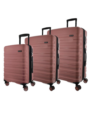 Hard Shell Luggage Rose / Hard Luggage PC 3941 ROSE Pierre Cardin Hard-shell 3-Piece Luggage Set in Rose