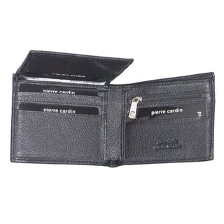 Leather Wallet Black / Leather PC 1162 BLK Pierre Cardin Italian Leather Bi-Fold Men's Wallet in Black