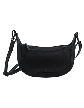 Crossbody Bag Black / Leather PC 3998 BLK Pierre Cardin Italian Leather Crescent Crossbody Ladies Bag in Black