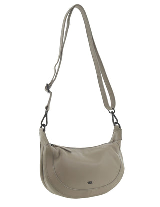 Crossbody Bag Taupe / Leather PC 3998 TAUP Pierre Cardin Italian Leather Crescent Crossbody Ladies Bag in Taupe