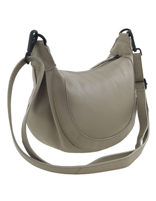 Crossbody Bag Taupe / Leather PC 3998 TAUP Pierre Cardin Italian Leather Crescent Crossbody Ladies Bag in Taupe