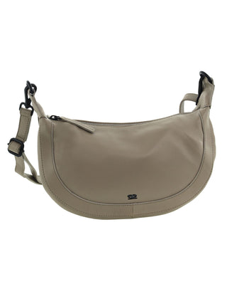 Crossbody Bag Taupe / Leather PC 3998 TAUP Pierre Cardin Italian Leather Crescent Crossbody Ladies Bag in Taupe