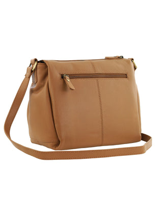 Crossbody Bag Almond / Leather PC 3968 ALMO Pierre Cardin Italian Leather Crossbody Ladies Bag in Almond