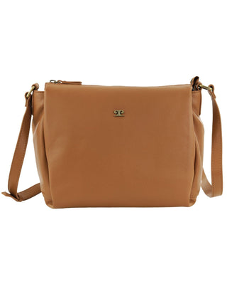 Crossbody Bag Almond / Leather PC 3968 ALMO Pierre Cardin Italian Leather Crossbody Ladies Bag in Almond