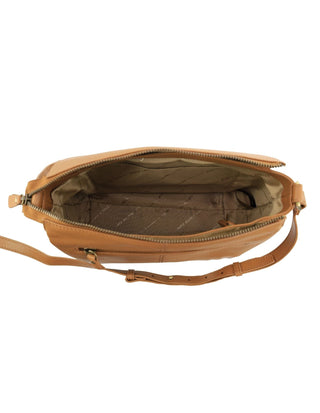 Crossbody Bag Almond / Leather PC 3968 ALMO Pierre Cardin Italian Leather Crossbody Ladies Bag in Almond