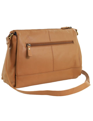 Crossbody Bag Almond / Leather PC 3974 ALMO Pierre Cardin Italian Leather Crossbody Ladies Bag in Almond