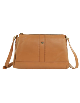 Crossbody Bag Almond / Leather PC 3974 ALMO Pierre Cardin Italian Leather Crossbody Ladies Bag in Almond