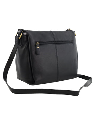 Crossbody Bag Black / Leather PC 3968 BLK Pierre Cardin Italian Leather Crossbody Ladies Bag in Black